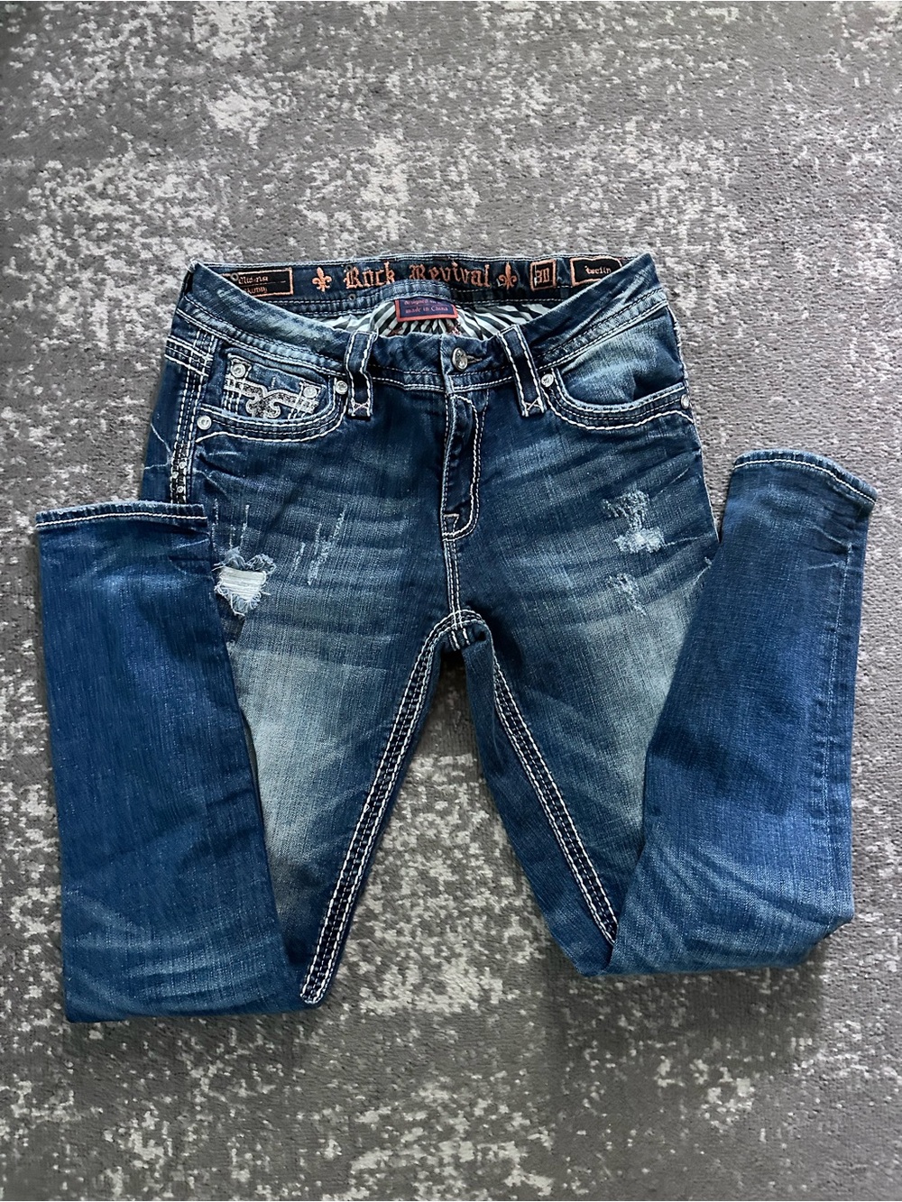 Rock Revival Women's Blue Distressed Skinny Jeans
